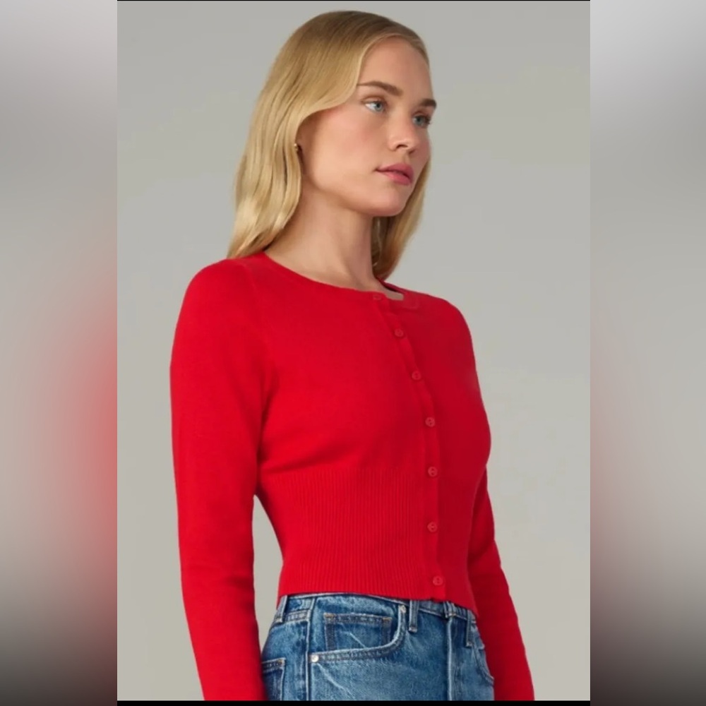J.Crew Caryn Classic 100% Cotton Button Down Sweater Cardigan Red New! Medium